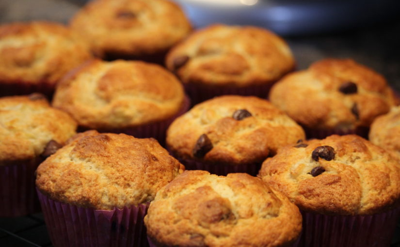 Banana Chip Muffins hot out of the oven.